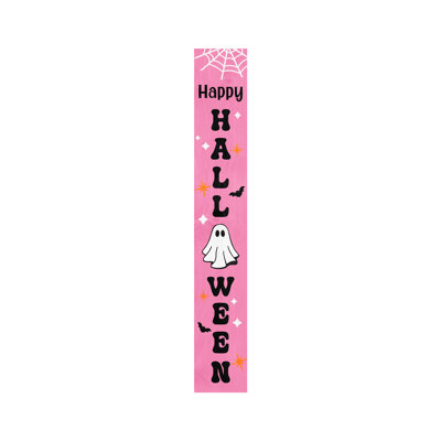 Décor de porche rose bonbon pour l'Halloween, 119 cm x 18,5 cm