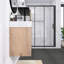 Meuble-lavabo flottant 18 po avec poignée en métal, lavabo imitation chêne et vasque intégrée en céramique