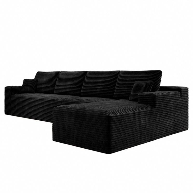 Canapé moderne, canapé modulaire en forme de L, canapé minimaliste moderne, canapé à assise profonde pour le salon, Noir