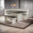 Farmhouse Wood Kitchen Corner Breakfast Dining Nook Set with Hidden Storage in Off White Dark Brown-1124054137