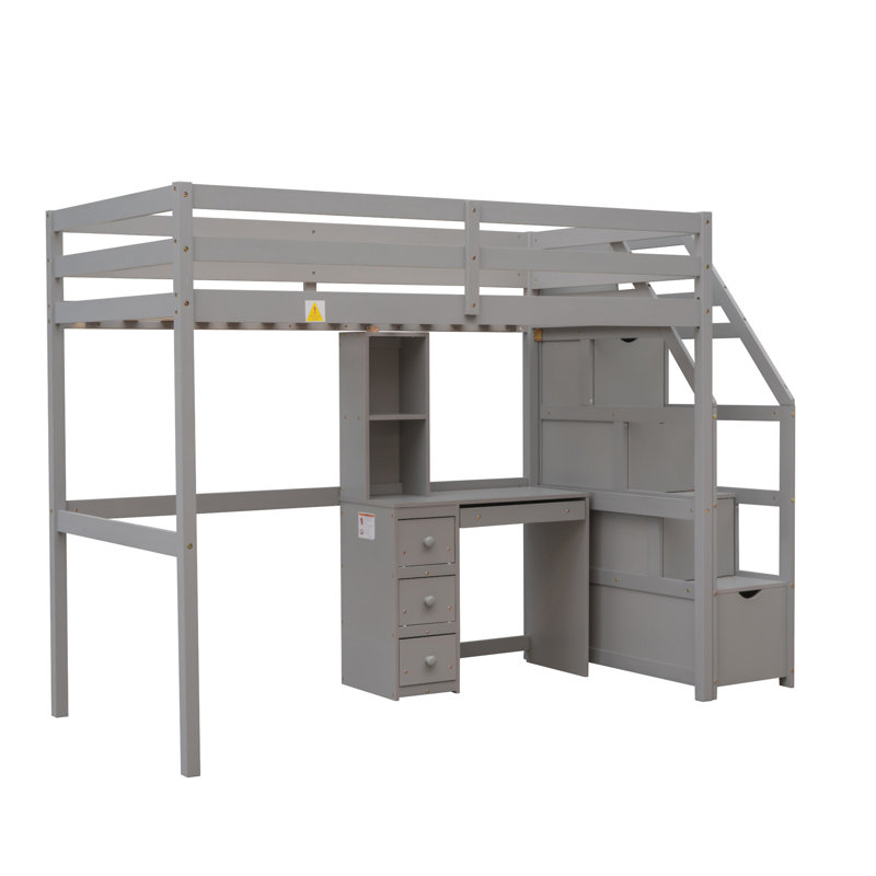 Loft Bed With A Stand-Alone Bed, Gray