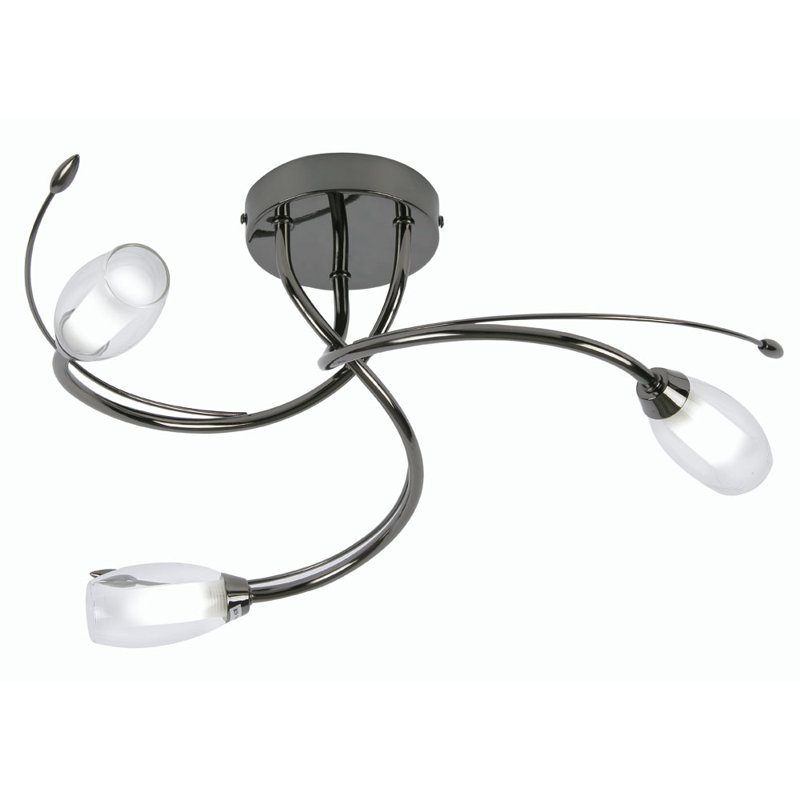 Newland Glass Semi Flush Mount, Mirror Black