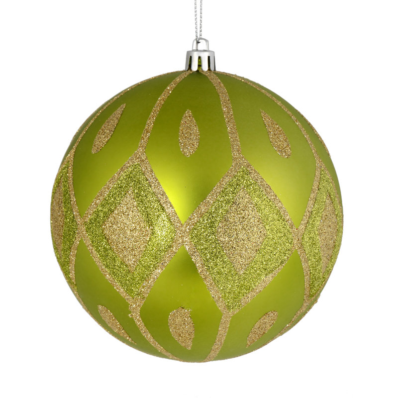 Ornement boule de diamant pailleté mat, Lime