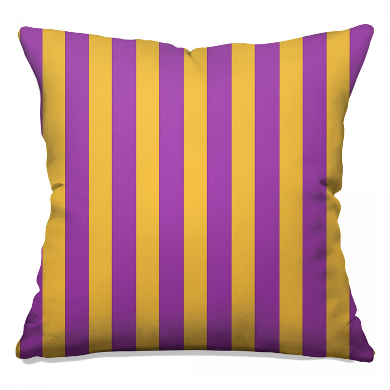 Coussins décoratifs mauves à rayures jaunes, 20 x 20 inches
