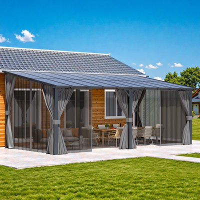 Pergolas murales avec rideaux et filet Lean-To
