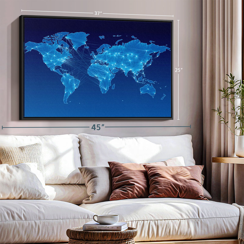 "Carte du monde intégrée", art mural, H 25 po x l 37 po