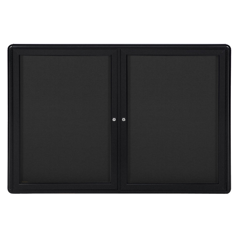 Babillard fermé 2 portes Ovation, 2 pi 10 po x 3 pi 11 po , Noir, Noir