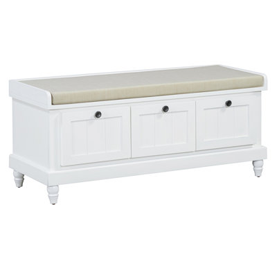 TREXM Classic Storage Bench with Cushioned Seat and Three Drawers for Entryway and Living Room,
