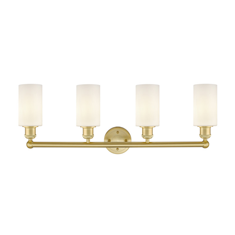 Caldello 4 - Light Dimmable Vanity Light, Matte White, Satin Gold