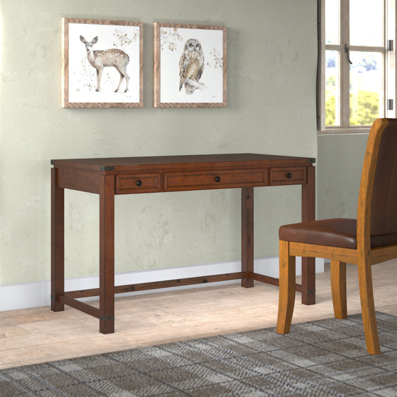 Conde Solid Wood Base Writing Desk, Brushed Walnut