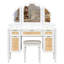 44.57" Makeup Vanity Desk With 13 Bulbs, 3 Lighting Modes, Tri - Fold Mirror, 5 Drawers, Shelves, And Charging Station For Bedroom White, Ample Storage, Construction Dressing Type Variations, Drawers