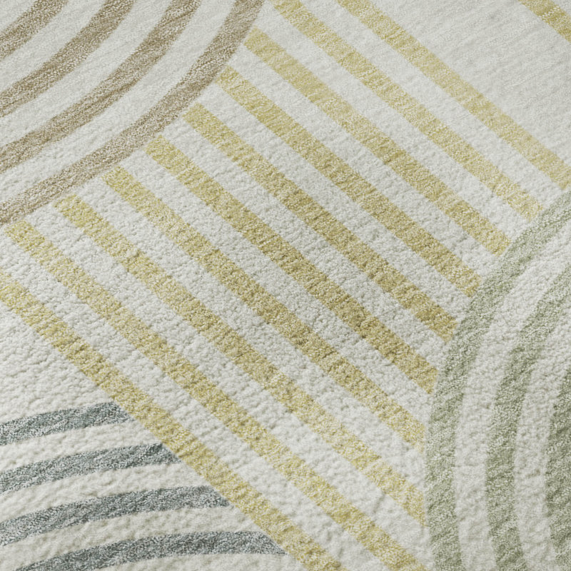 Tapis moderne lavable à la machine de qualité supérieure Mid-Century, Ivory, 2 pi 6 po x 3 pi 10 po