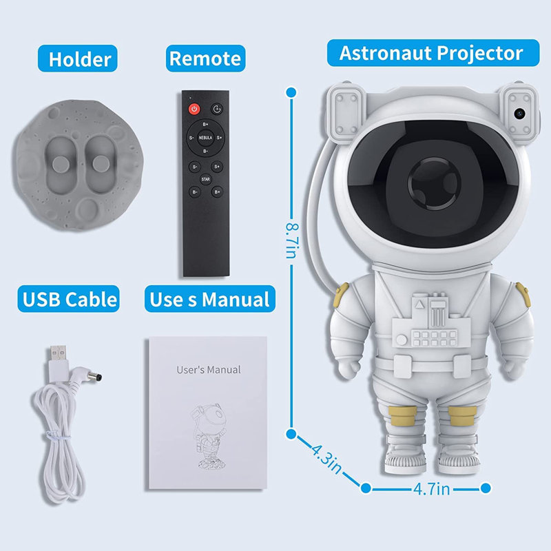 Astronaute, galaxie, étoile, projecteur, veilleuse étoilée