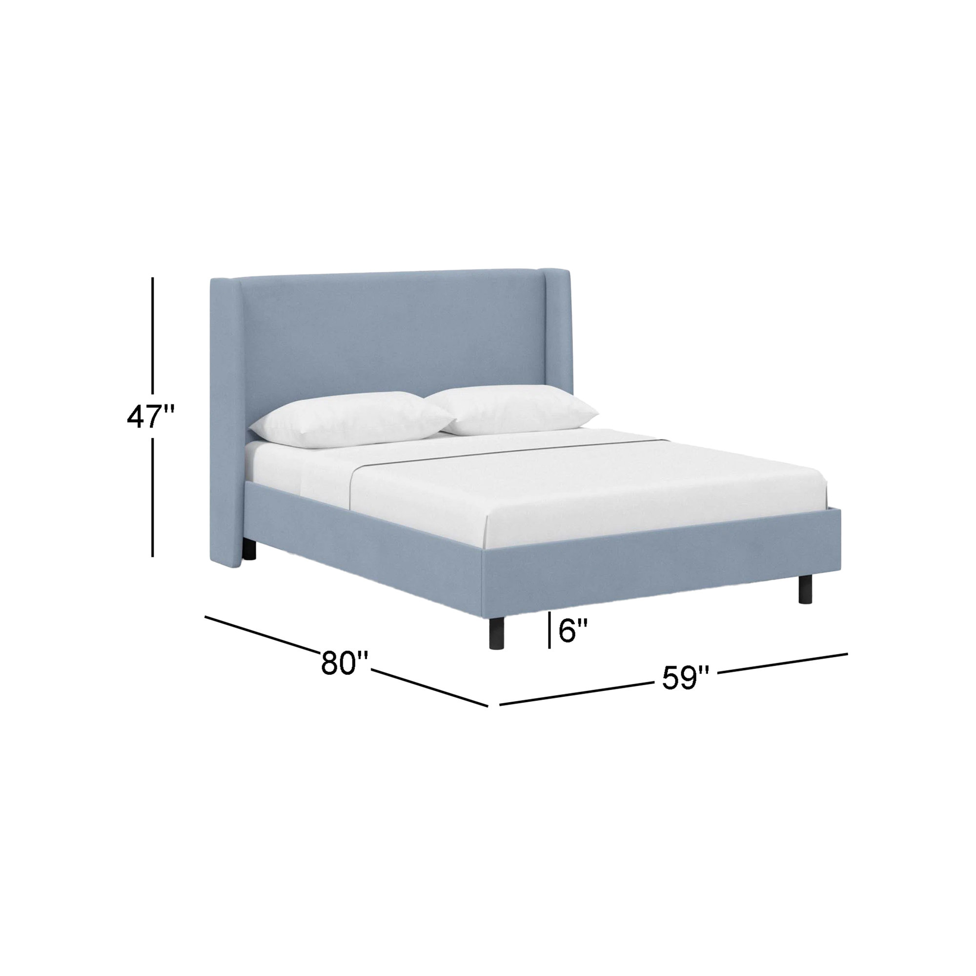 Tilly Upholstered Low Profile Platform Bed, Classic Ocean Velvet, Full