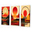 «Red Bold Sunset», 3 pièces sur toile-1680055424-1680055482