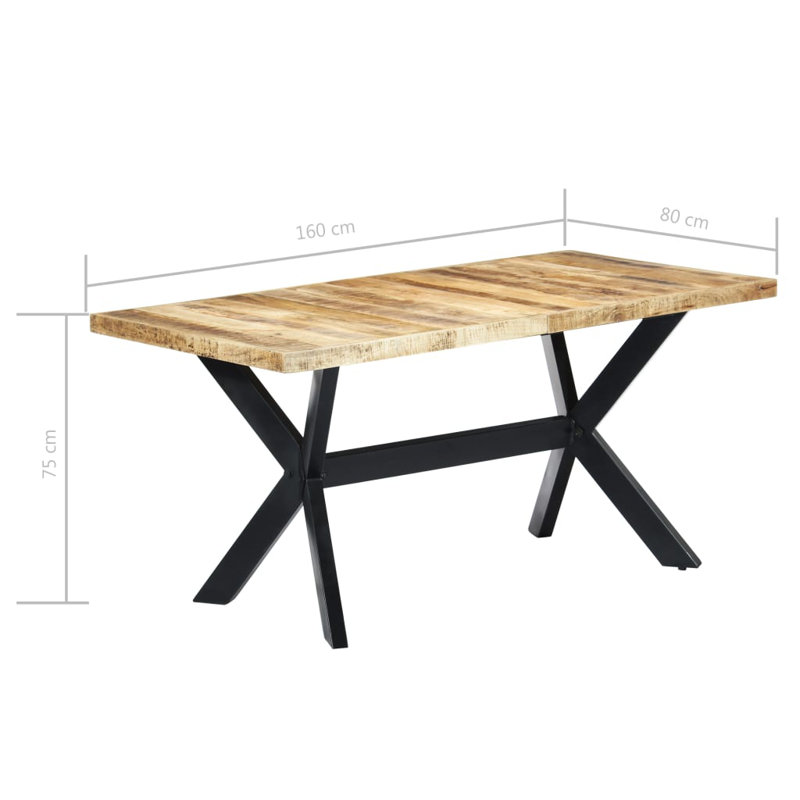 Dining Table Kitchen Table Dining Room Dinner Table Solid Mango Wood, 29.5" H x 62.99" L x 31.5" W, Light Brown