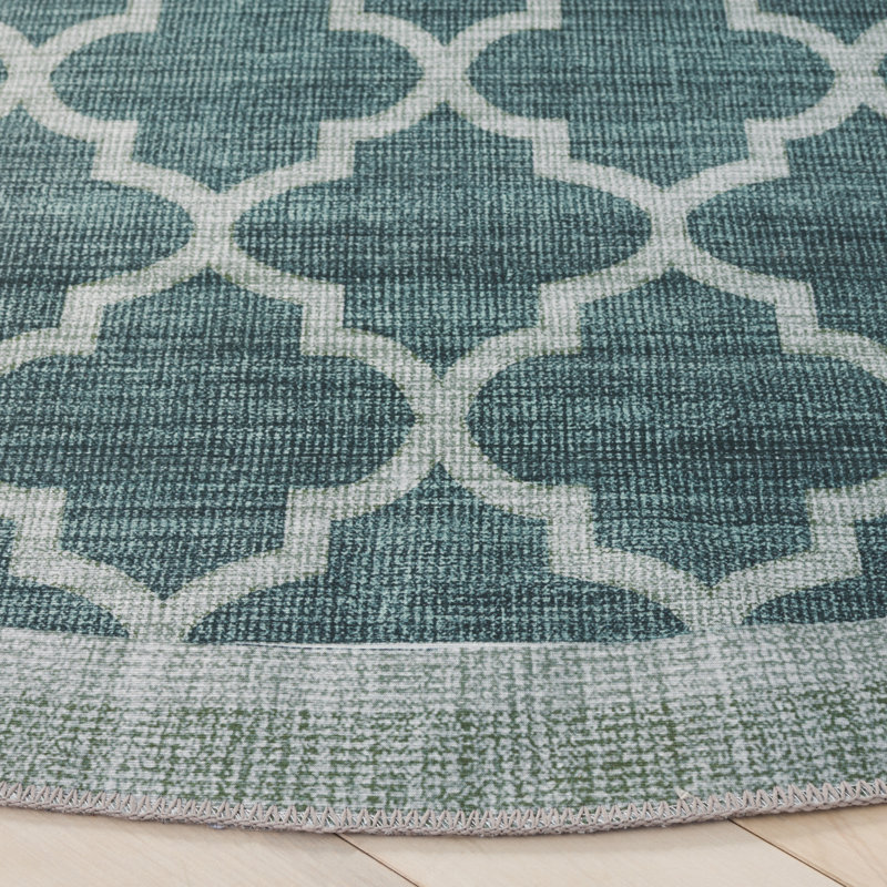 Shealin Machine Washable Performance Geometric Rug, Round 6'