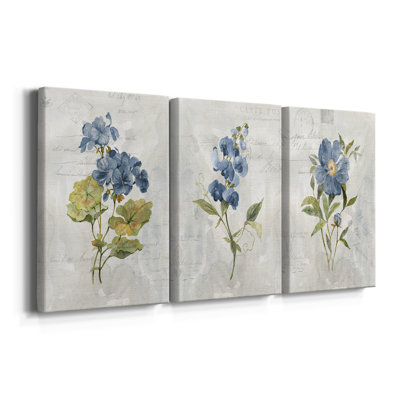 Lin bleu géranium - toile tendue sur mesure - 3 pièces
