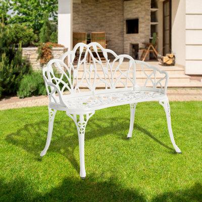 Mobilier d'extérieur en fonte d'aluminium blanc - crée un banc de jardin élégant avec une fabrication solide pour une utilisation à long terme