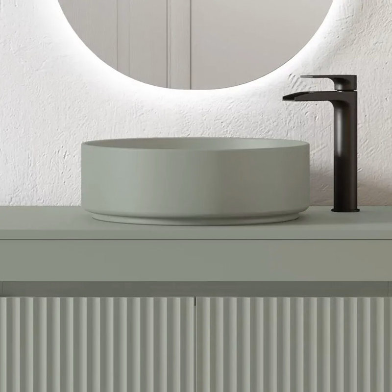 Lavabo de salle de bain vasque circulaire en résine / à surface solide 16 po Lucena Bath, Vert