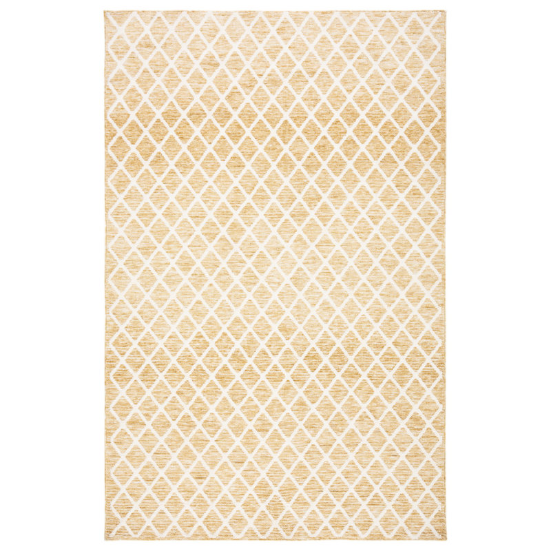 Tapis géométrique doré / ivoire Amaj, Rectangle de 5 pi x 8 pi