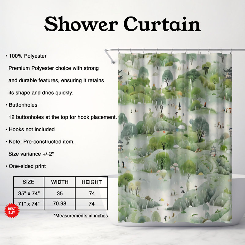 Rainy Path - Premium Shower Curtain, 74"H x 71"W