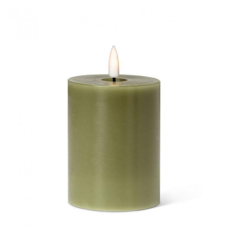 Bougie sans flamme et sans parfum, Vert, H 4 po x l 3 po x P 3 po