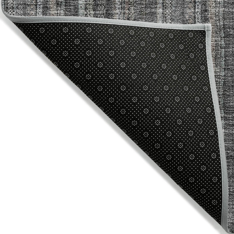 Tapis intérieur lavable rayé gris 5 pi x 8 pi