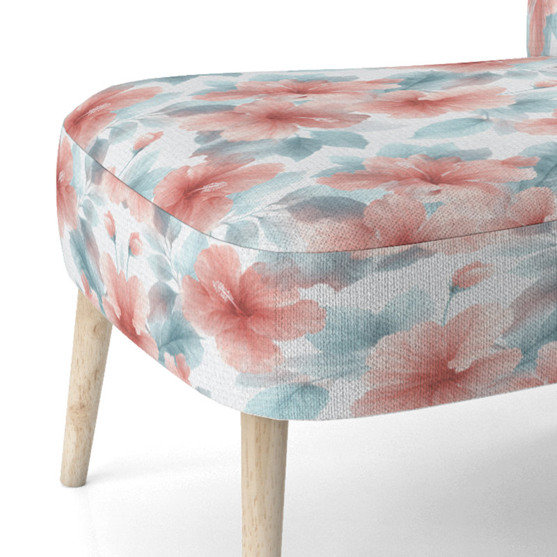 Chaise rembourrée Coastal - rose pastel Hibiscus Breeze, Chaise d'appoint sans accoudoirs