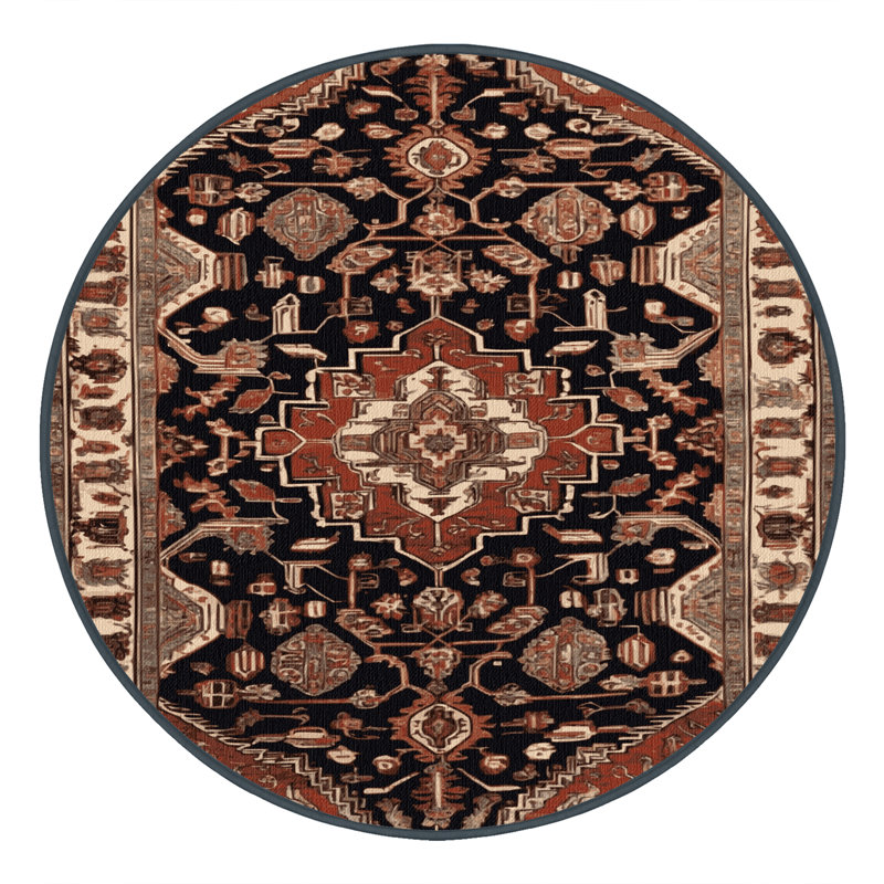 Tapis brun lavable à la machine, Rond 5 pi