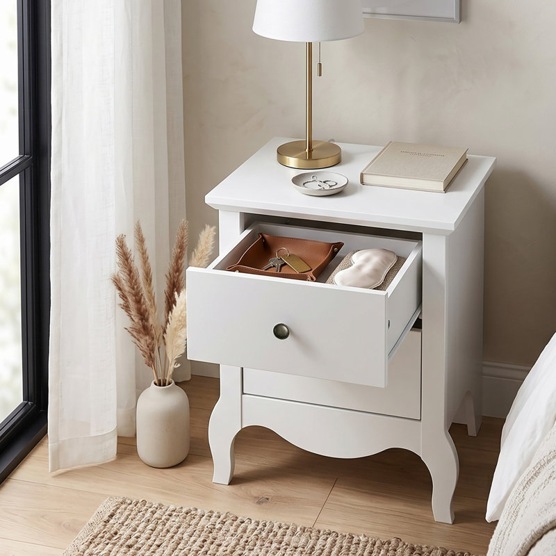 Sterra Manufactured Wood Bedside Table, White