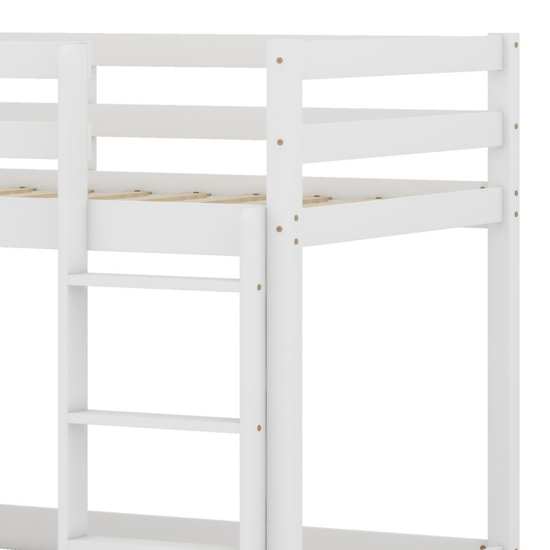 Lit superposé en bois avec échelle, Blanc