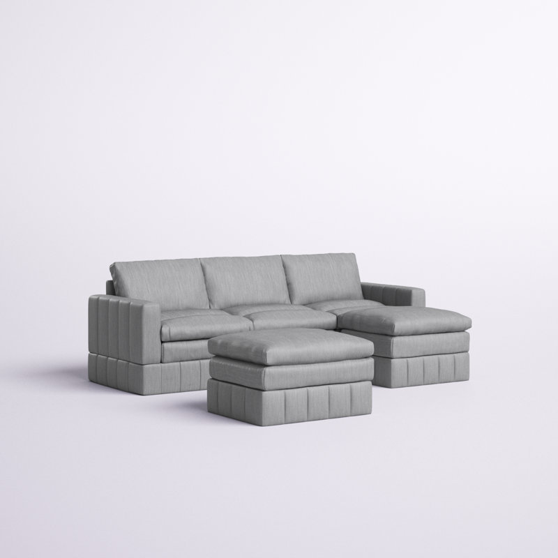 Andzelika Upholstered L-Shaped Sectional Reversible, Gray Polyester Blend