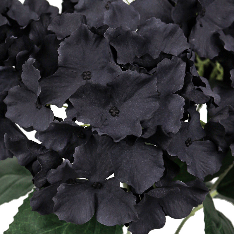 Artificial Hydrangea Flower Stem Bush Bouquet, Black