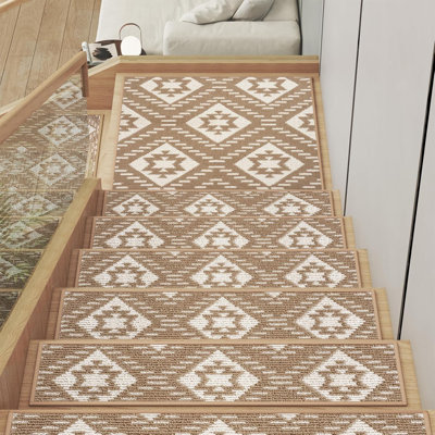 15PC Stair Treads Non-Slip Washable Peel And Stick Stair Treads For Wooden Steps Indoor Reusable Stair Carpet Treads Adhesive Stair-Runner Rugs For Kids And Dogs Elder