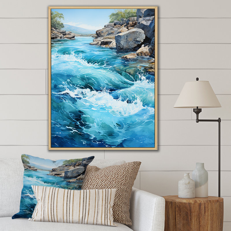 «River Flowing Waters», art mural sur toile, H 40 po x l 30 po x P 1,5 po, Cadre naturel flottant