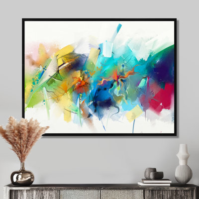 Art abstrait sur toile, reproduction d'art moderne turquoise - Histoire turquoise avec touches