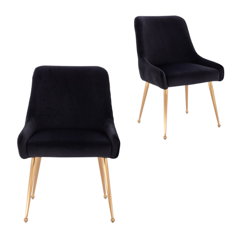 19'' H Velvet Upholstered Armchair, Black, 1