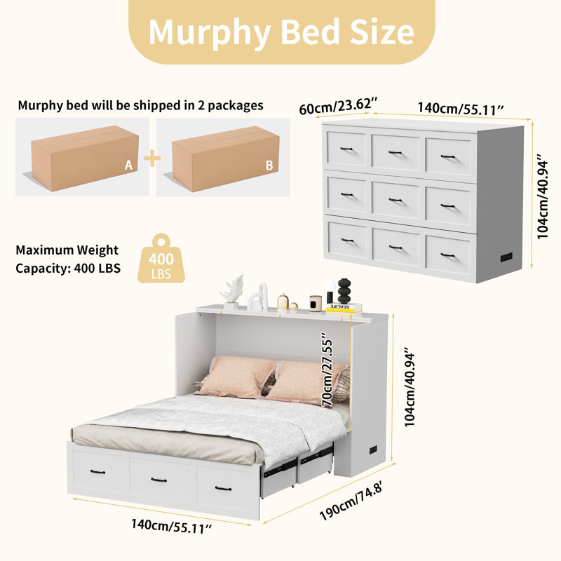 Commode escamotable avec tiroir et station de charge Murphy