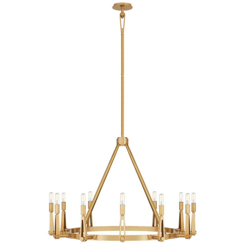 Thomas O'Brien Alpha 12 - Light Chandelier, Hand-Rubbed Antique Brass