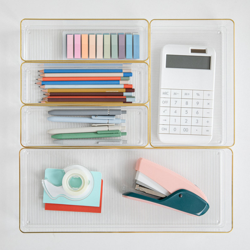 Ensemble de 5 organisateurs de bureau de bureau empilables en plastique Martha Stewart Kerry