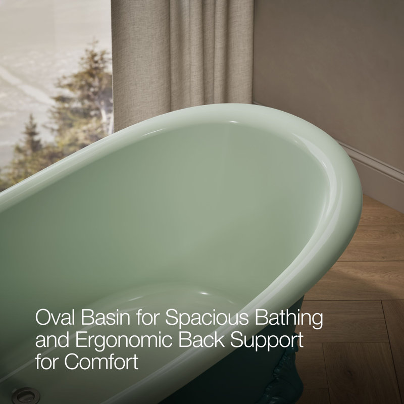 Artifacts 66-1/8 In. X 32-1/2 In. Freestanding Bath, Teal/Gray