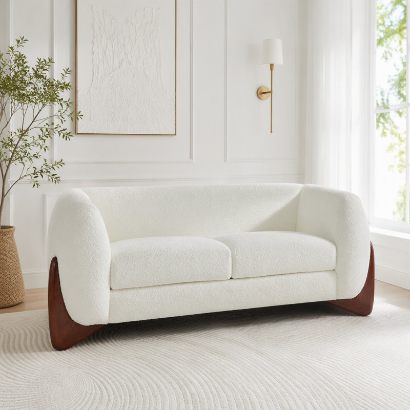 Causeuse Boucle avec texture de sherpa, Tissu beige