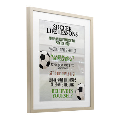 Soccer Life Lessons, reproduction encadrée sous verre, conception de Kim Allen