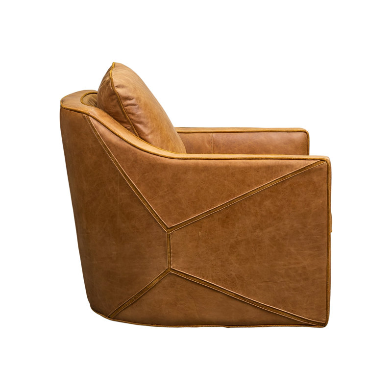 Puzzle Swivel Armchair, Ale Semi-Aniline Leather