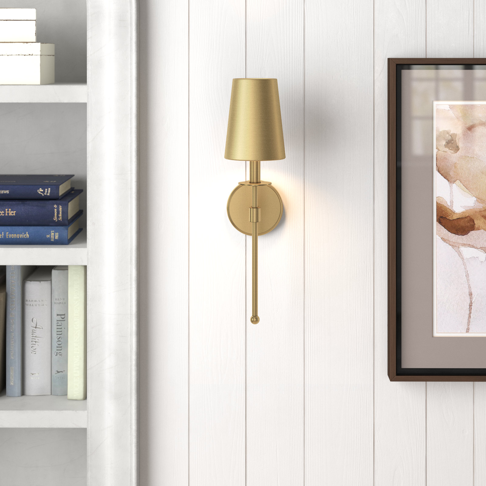 Reyka Single Light Dimmable Sconce, Brass, Brass
