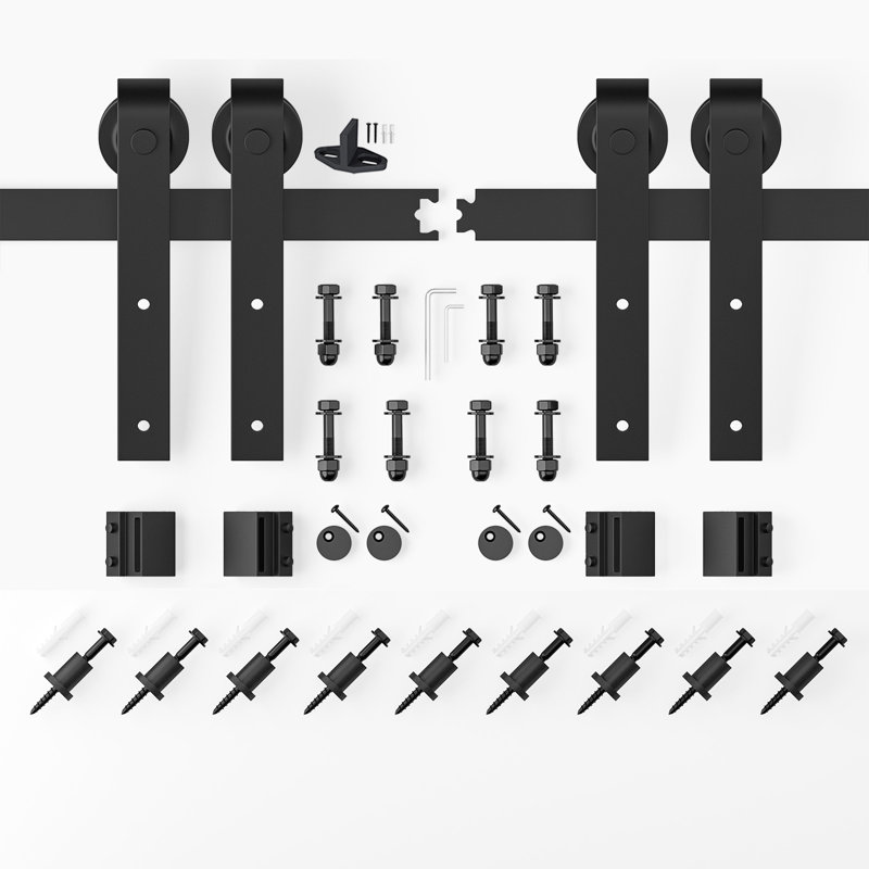 Classic Design Sliding Standard Double Barn Door Hardware Kit (Not Include Door), 144 in.