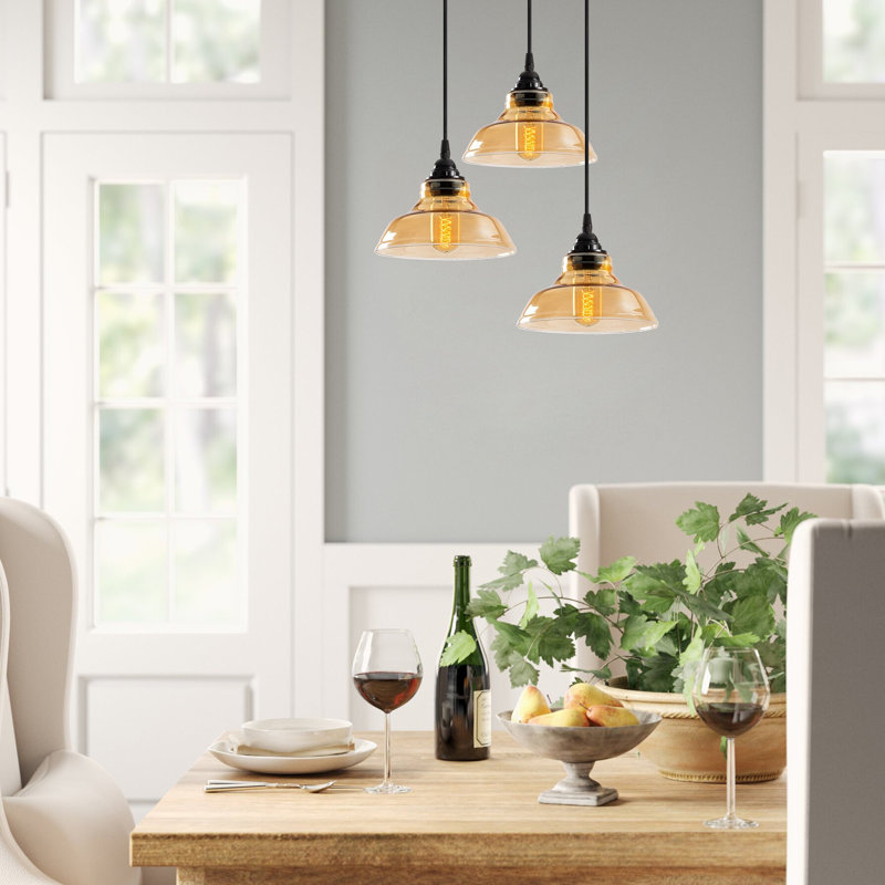 Luminaire suspendu conique à 3 lumières Rhys, Cuivre