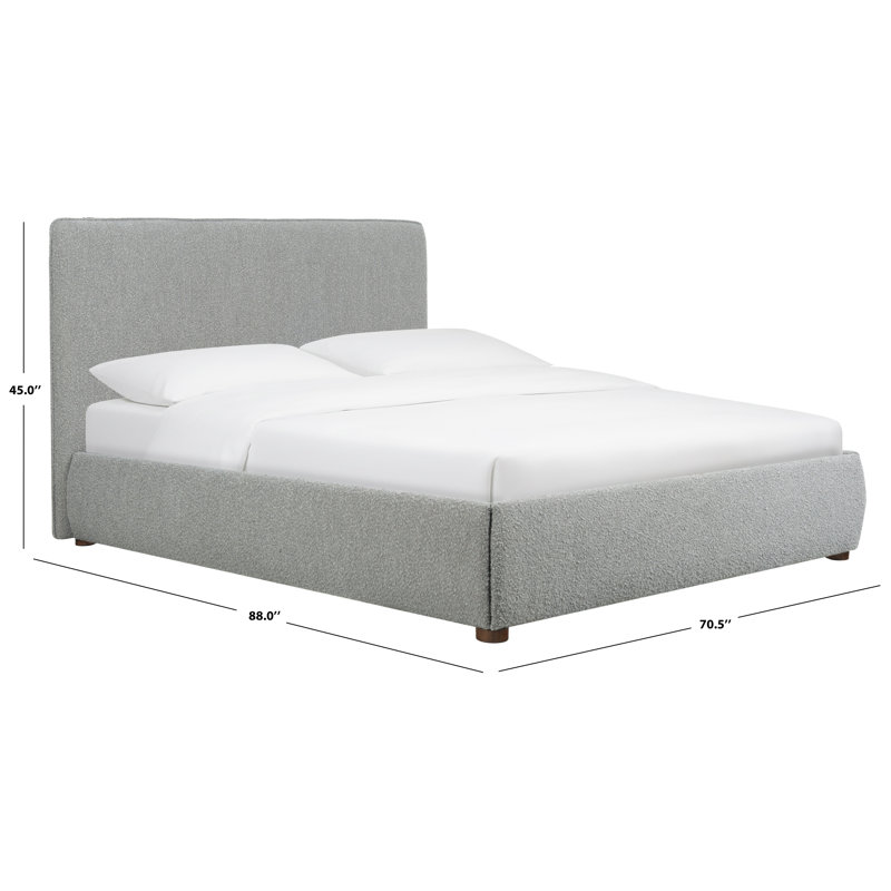 Callahan Upholstered Bed, Queen, Light Gray Boucle