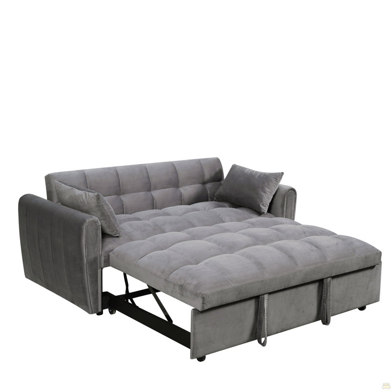 Canapé-lit 65 po 3-en-1 de 65 po, Gris foncé